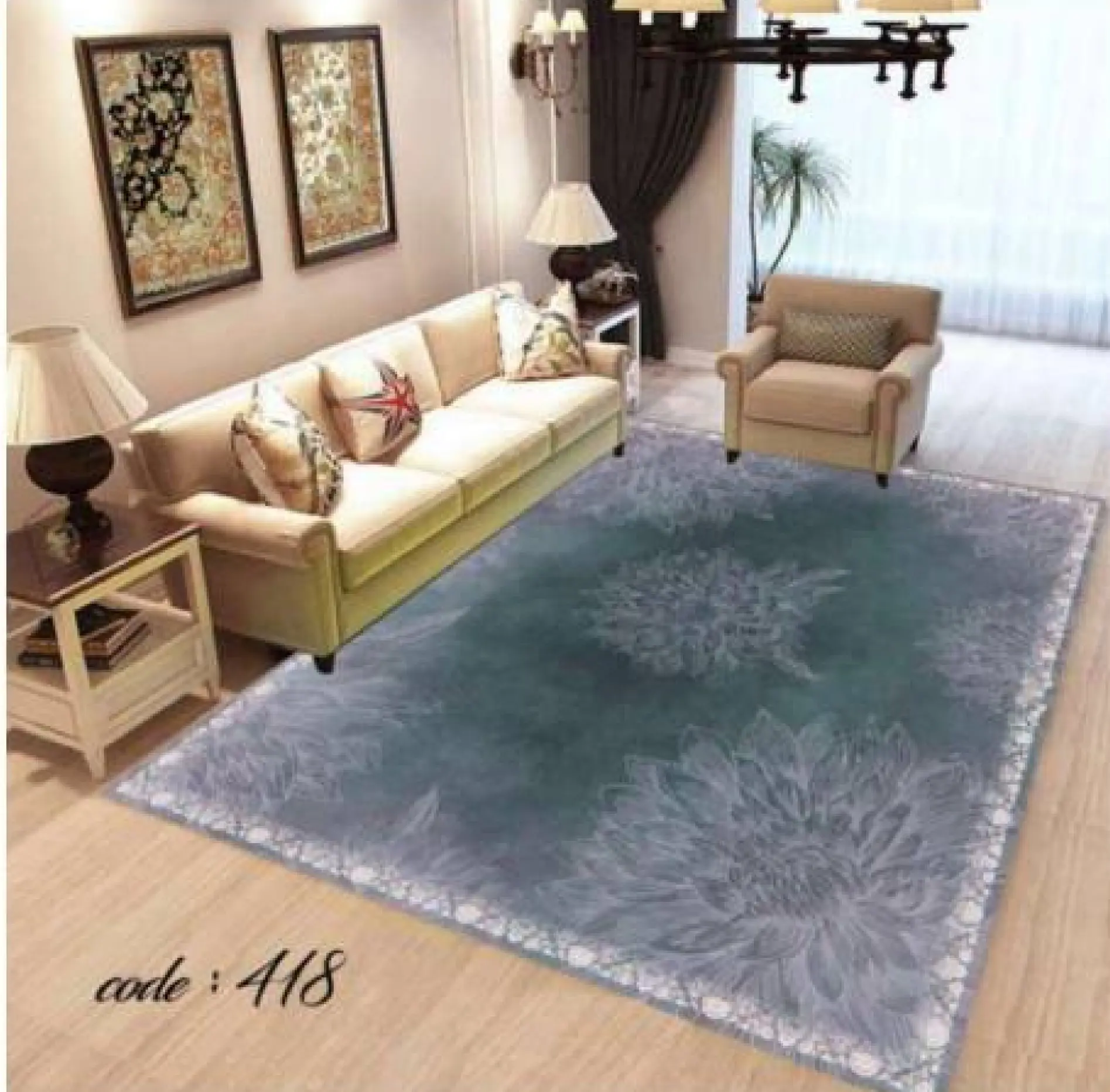 روفرشی کشدار مخمل شانل تراکم بالا (کاور فرش) کد A418 - 1