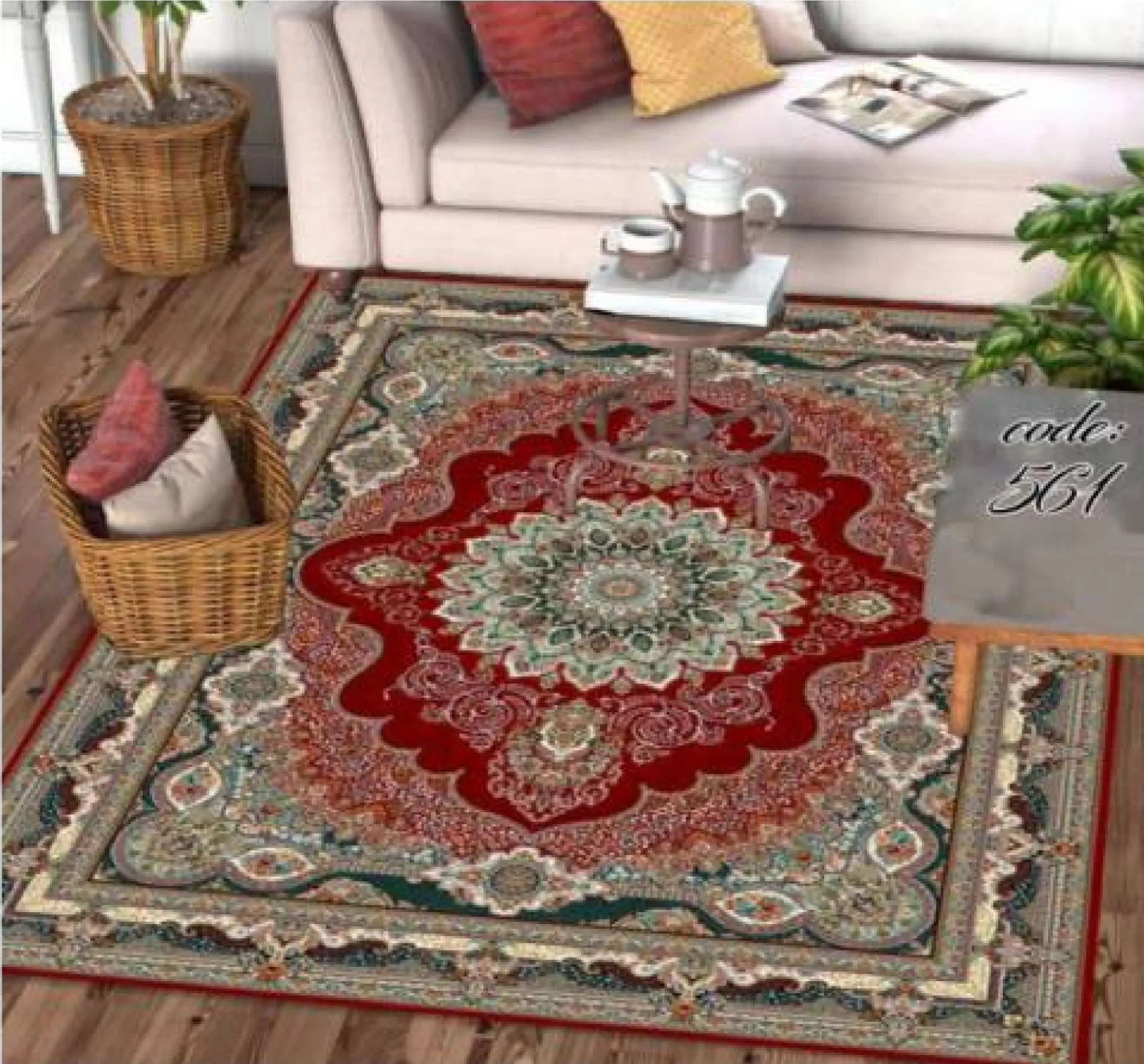 روفرشی کشدار مخمل شانل تراکم بالا (کاور فرش) کد A561 - 1