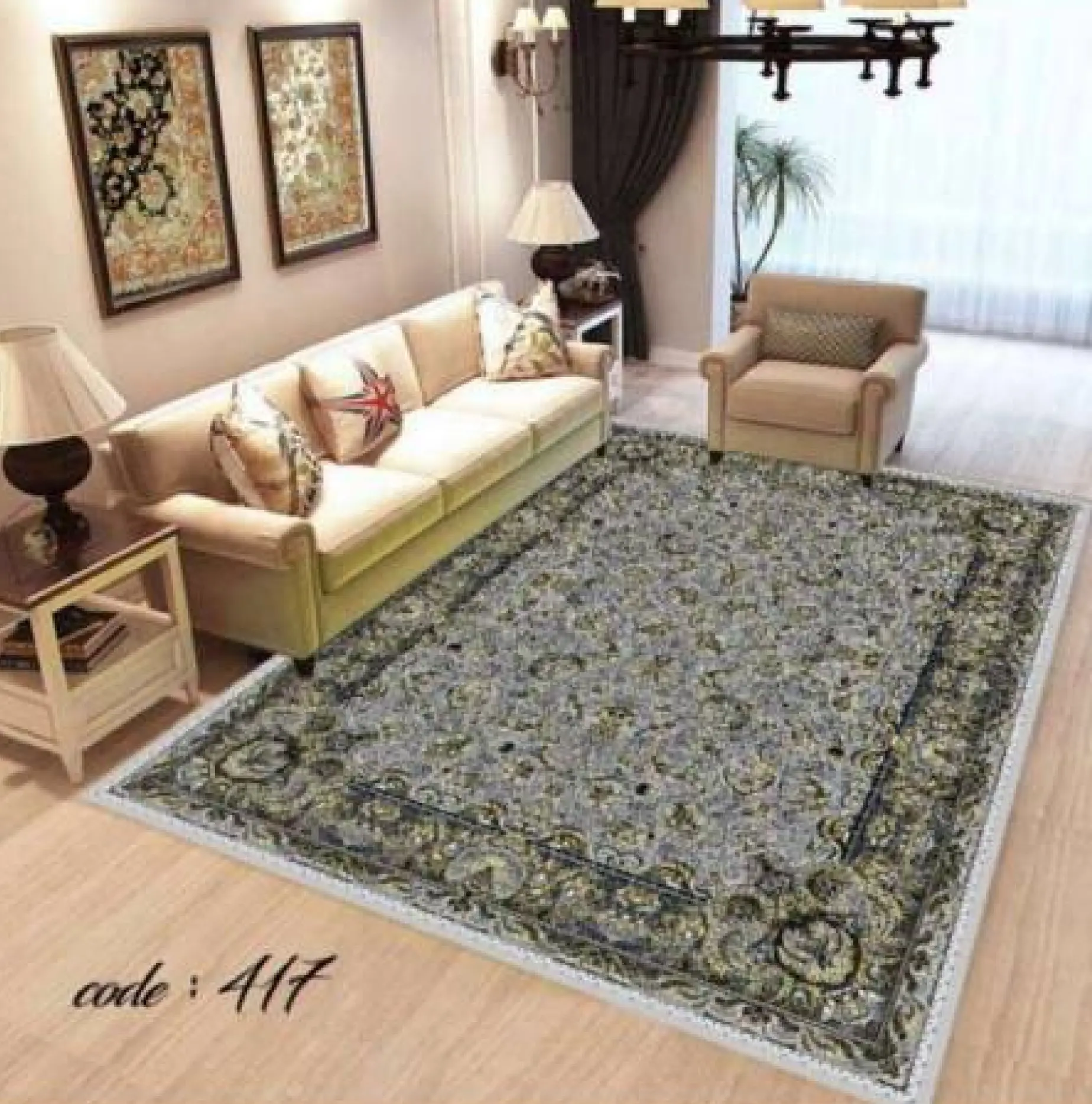 روفرشی کشدار مخمل شانل تراکم بالا (کاور فرش) کد A417 - 1