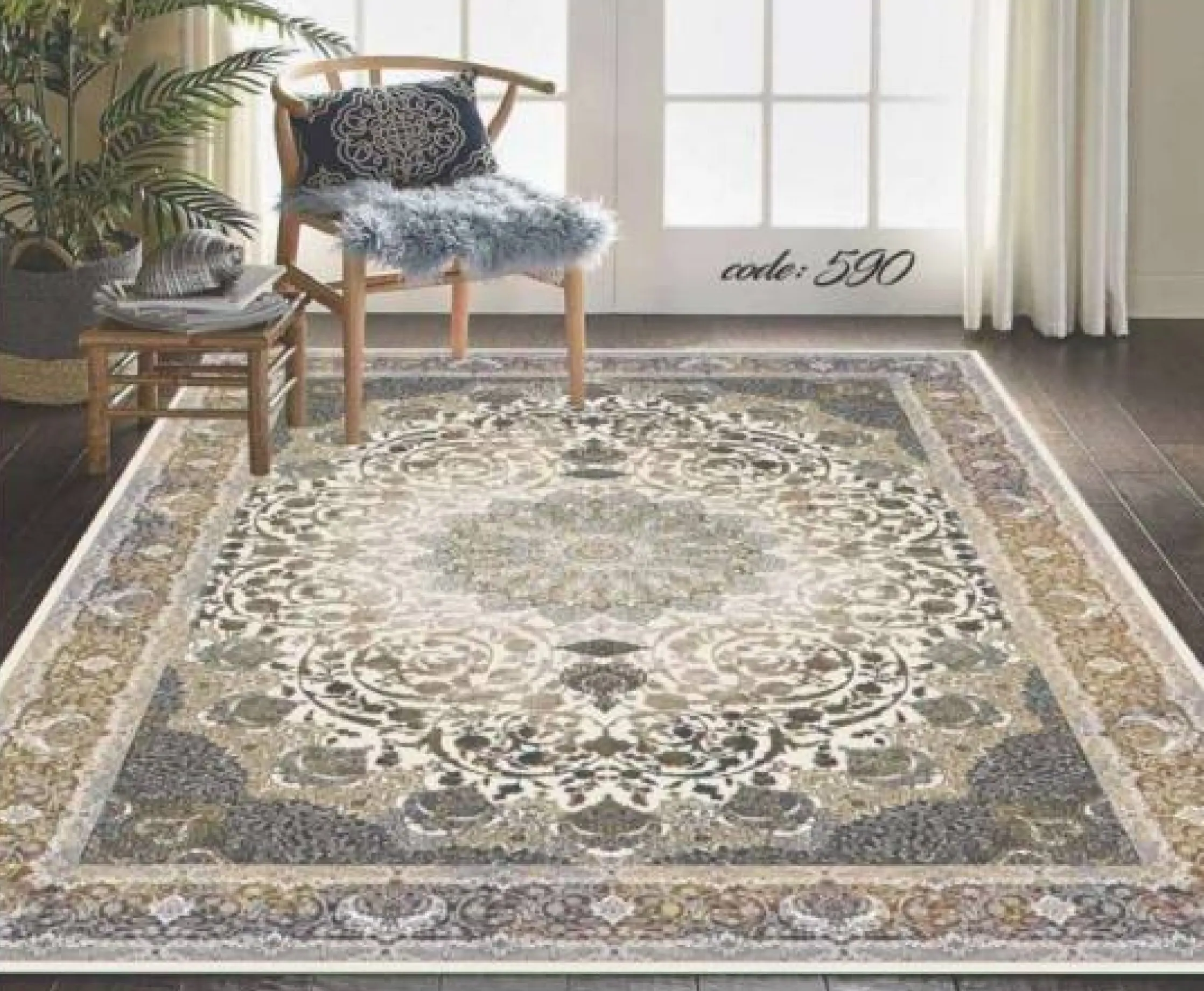 روفرشی کشدار مخمل شانل تراکم بالا (کاور فرش) کد A590 - 1