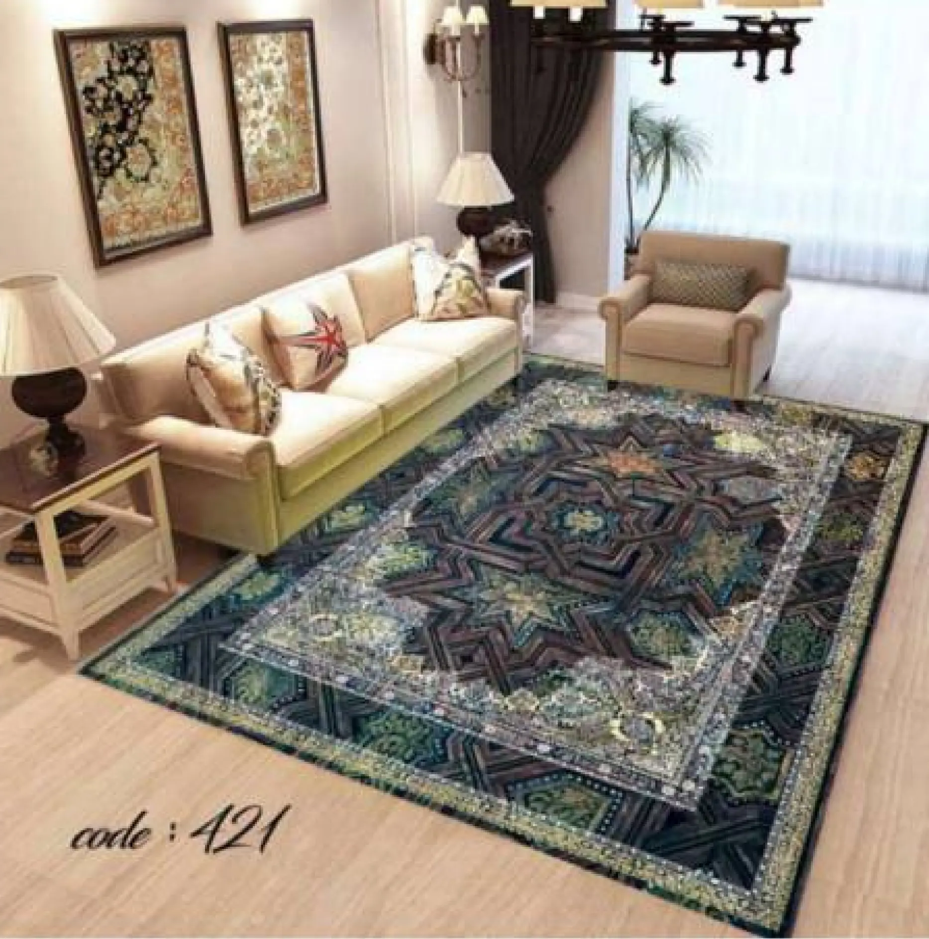 روفرشی کشدار مخمل شانل تراکم بالا (کاور فرش) کد A421 - 1