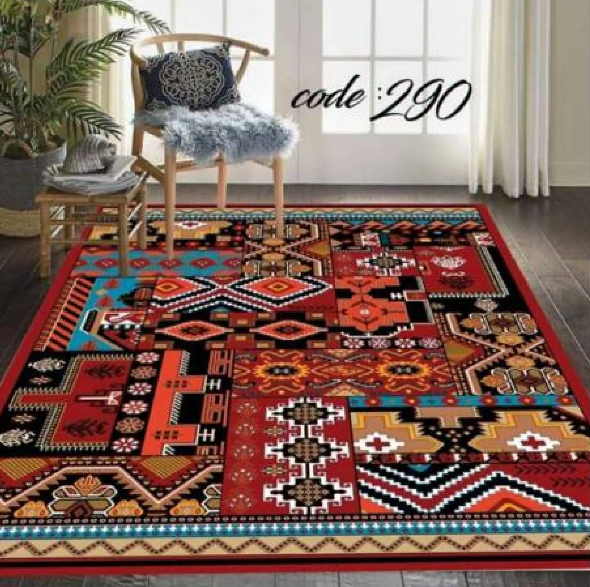 روفرشی کشدار مخمل شانل تراکم بالا (کاور فرش) کد A290 - 1