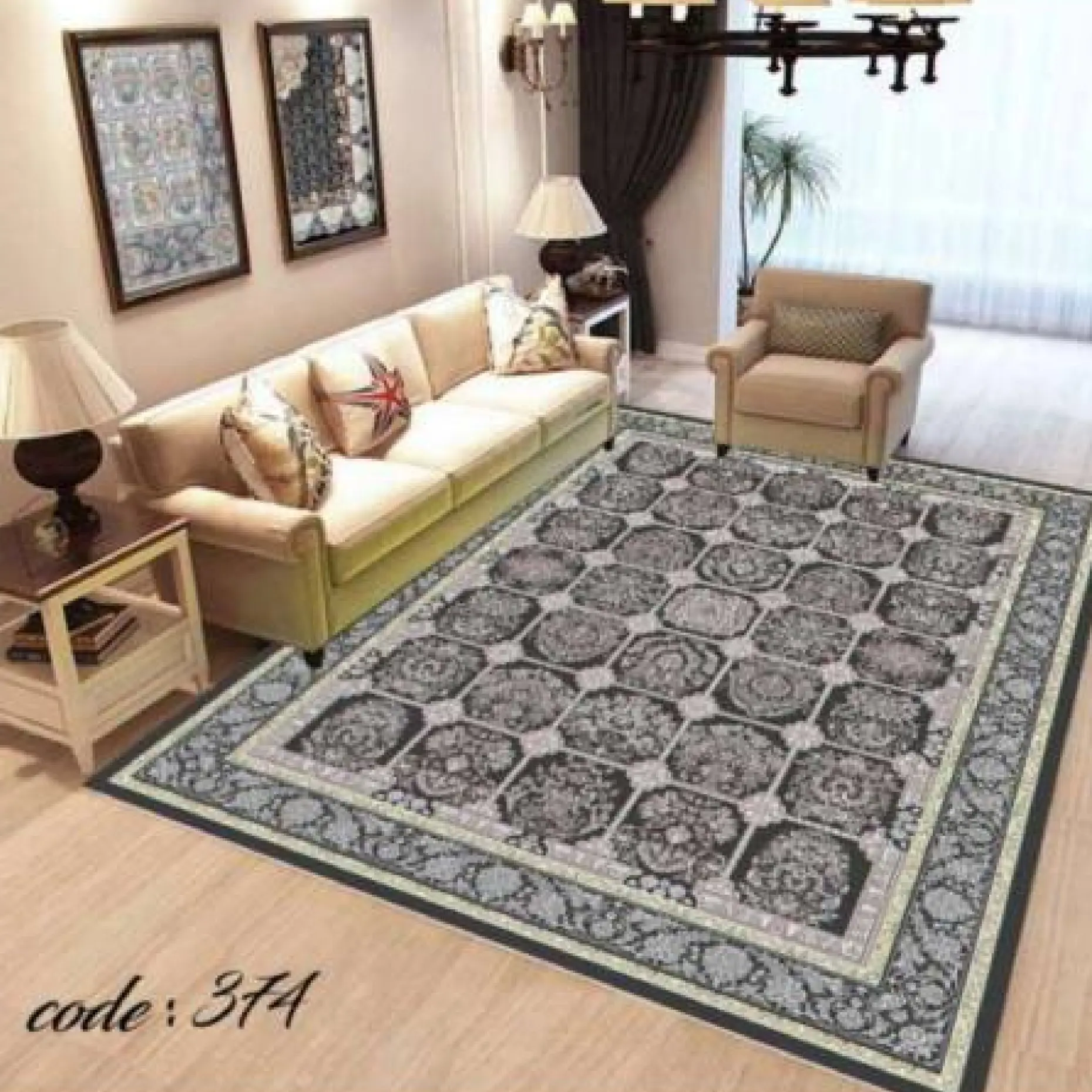 روفرشی کشدار مخمل شانل تراکم بالا (کاور فرش) کد A374 - 1