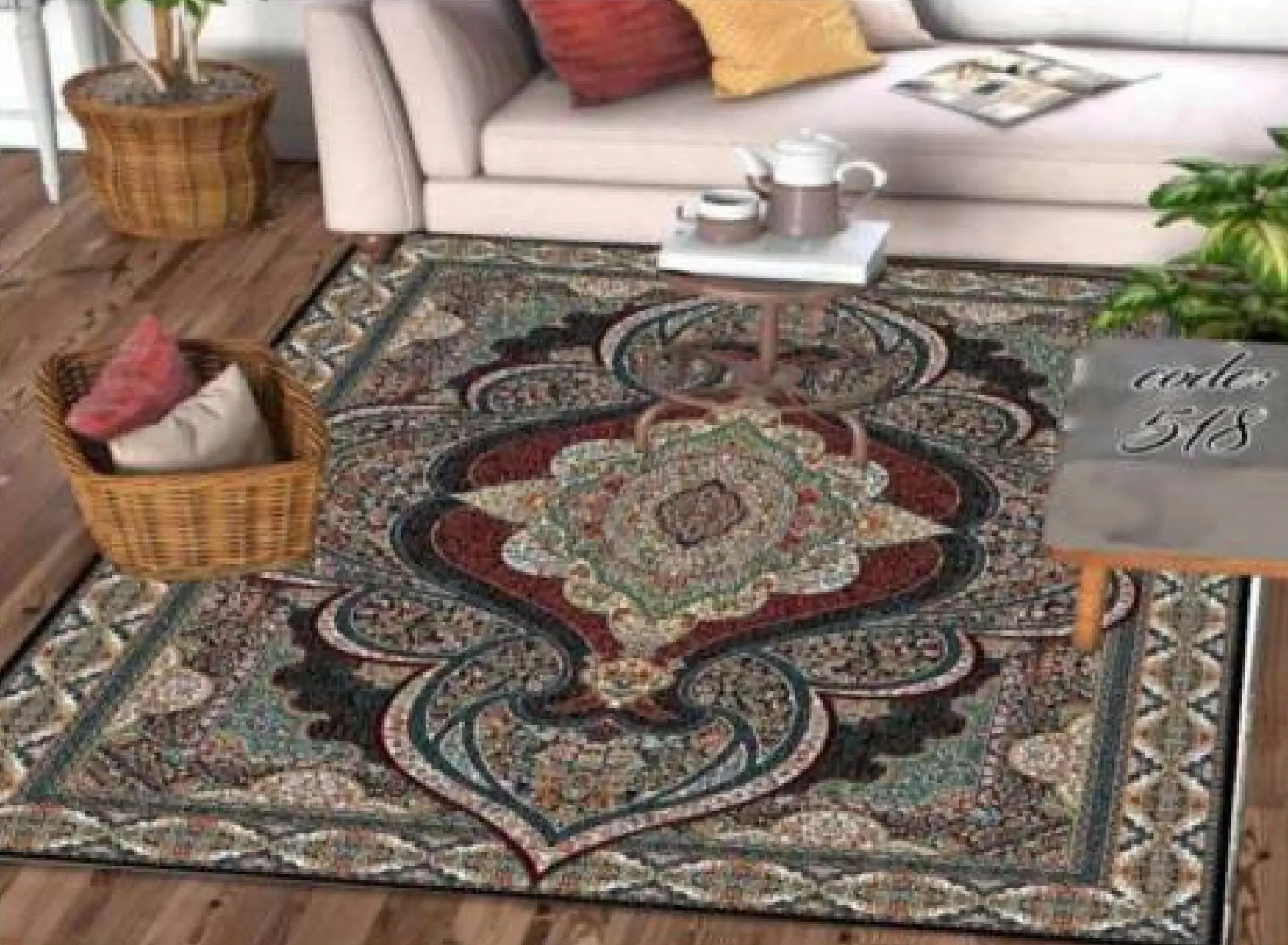 روفرشی کشدار مخمل شانل تراکم بالا (کاور فرش) کد A518 - 1
