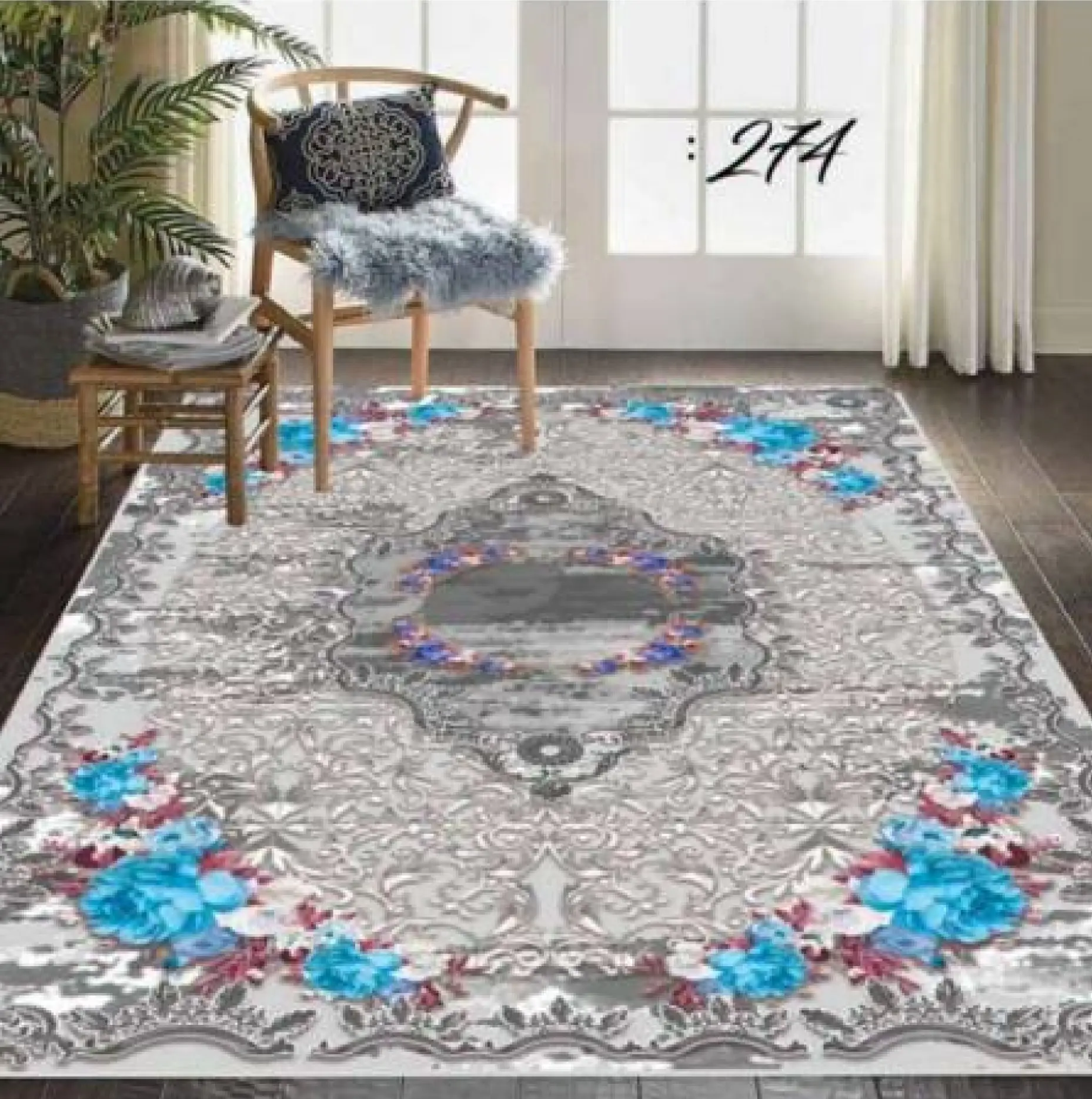 روفرشی کشدار مخمل شانل تراکم بالا (کاور فرش) کد A274 - 1