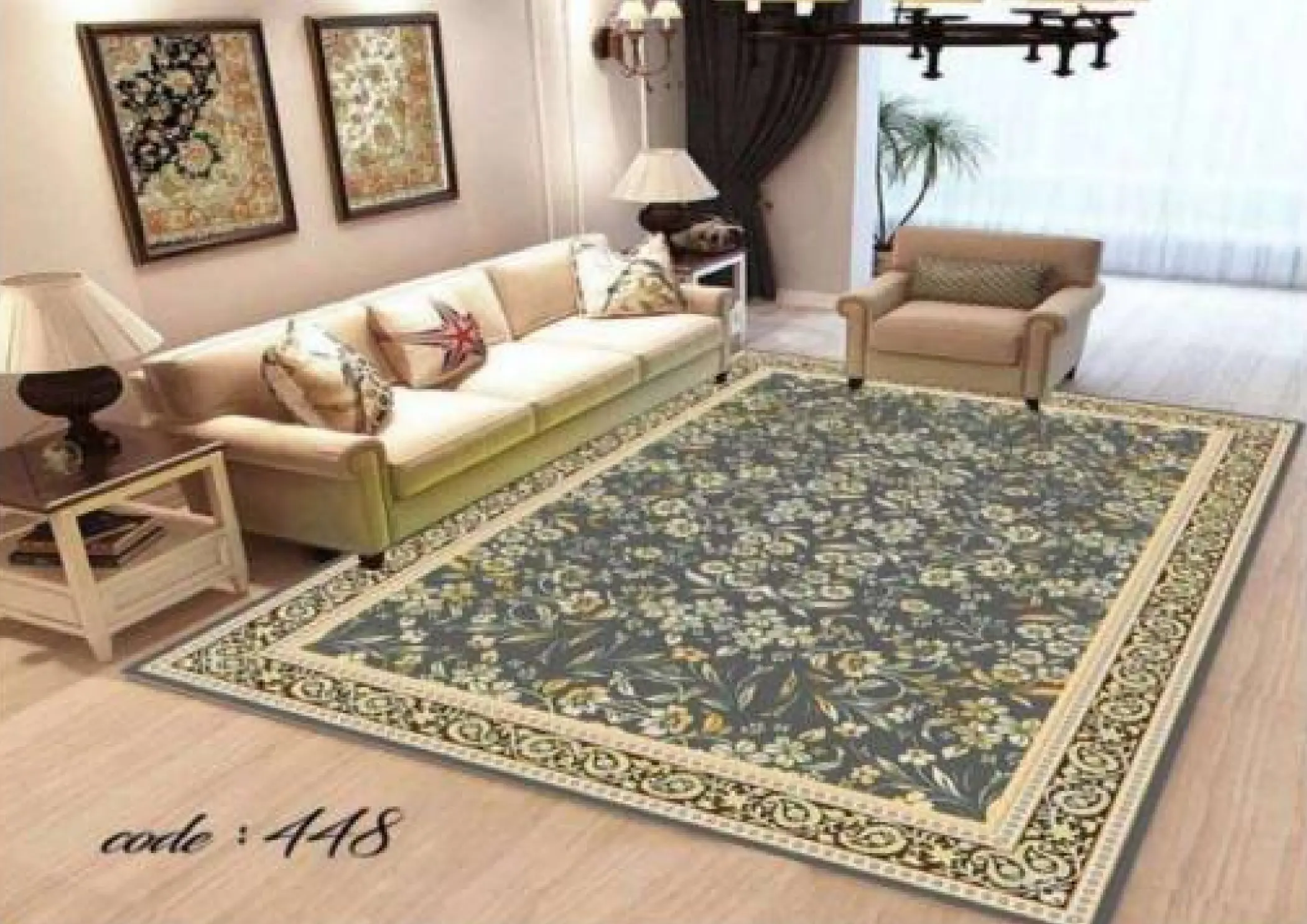 روفرشی کشدار مخمل شانل تراکم بالا (کاور فرش) کد A448 - 1