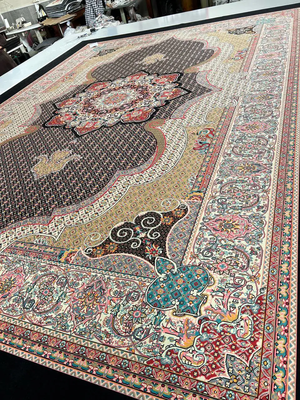 روفرشی کشدار مخمل شانل تراکم بالا (کاور فرش) کد A371 - 1