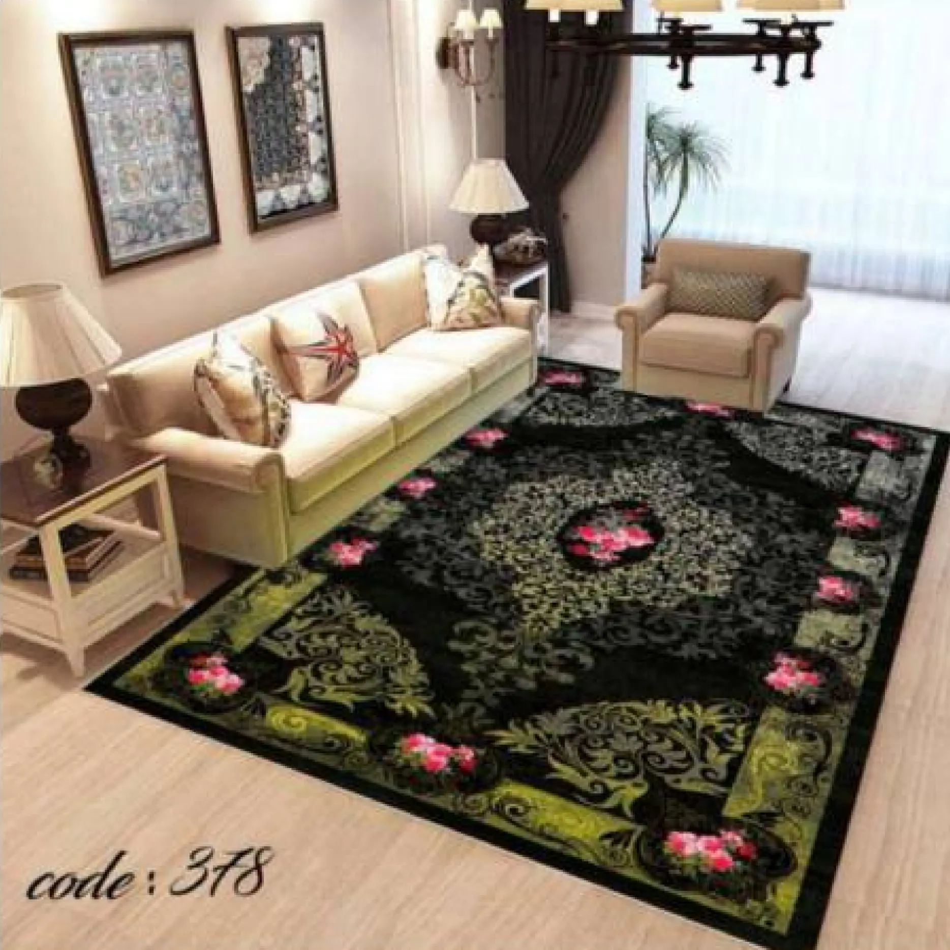 روفرشی کشدار مخمل شانل تراکم بالا (کاور فرش) کد A378 - 1