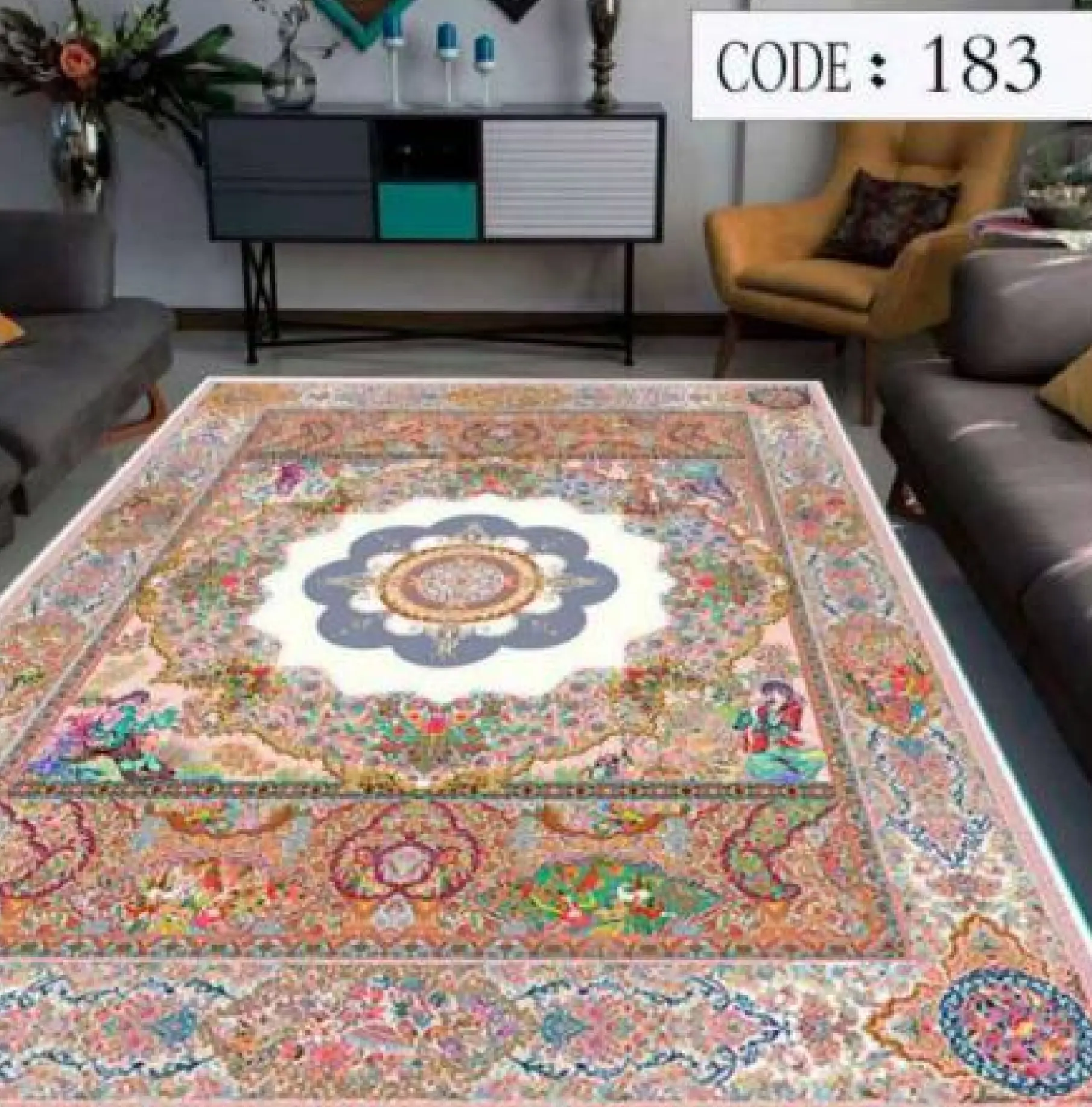 روفرشی کشدار مخمل شانل تراکم بالا (کاور فرش) کد A183 - 1