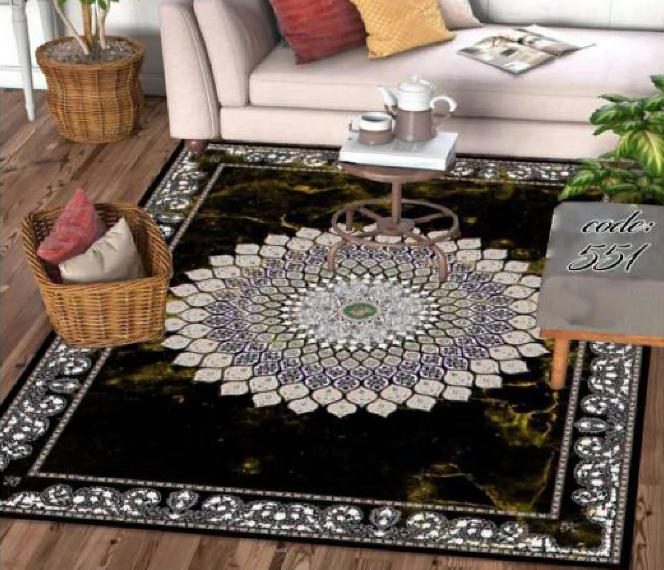 روفرشی کشدار مخمل شانل تراکم بالا (کاور فرش) کد A551 - 1