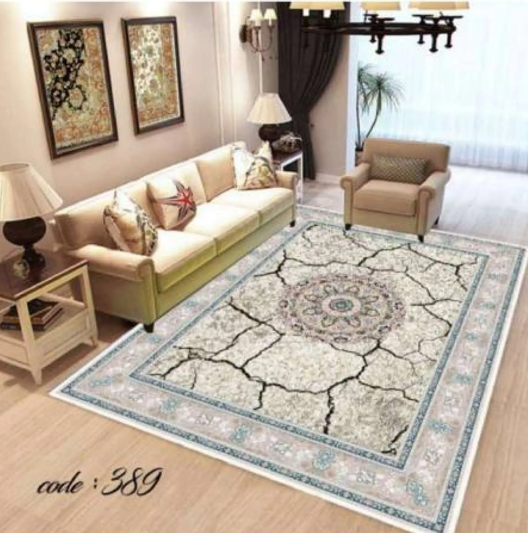 روفرشی کشدار مخمل شانل تراکم بالا (کاور فرش) کد A389 - 1