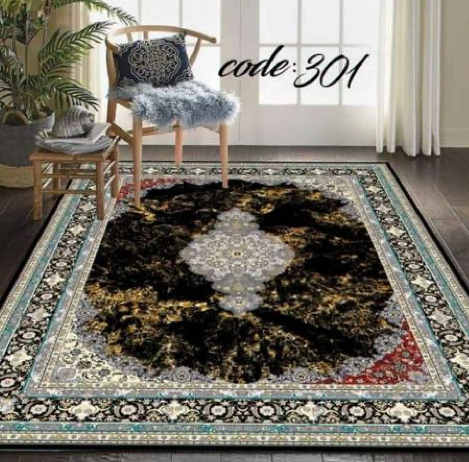 روفرشی کشدار مخمل شانل تراکم بالا (کاور فرش) کد A301 - 1