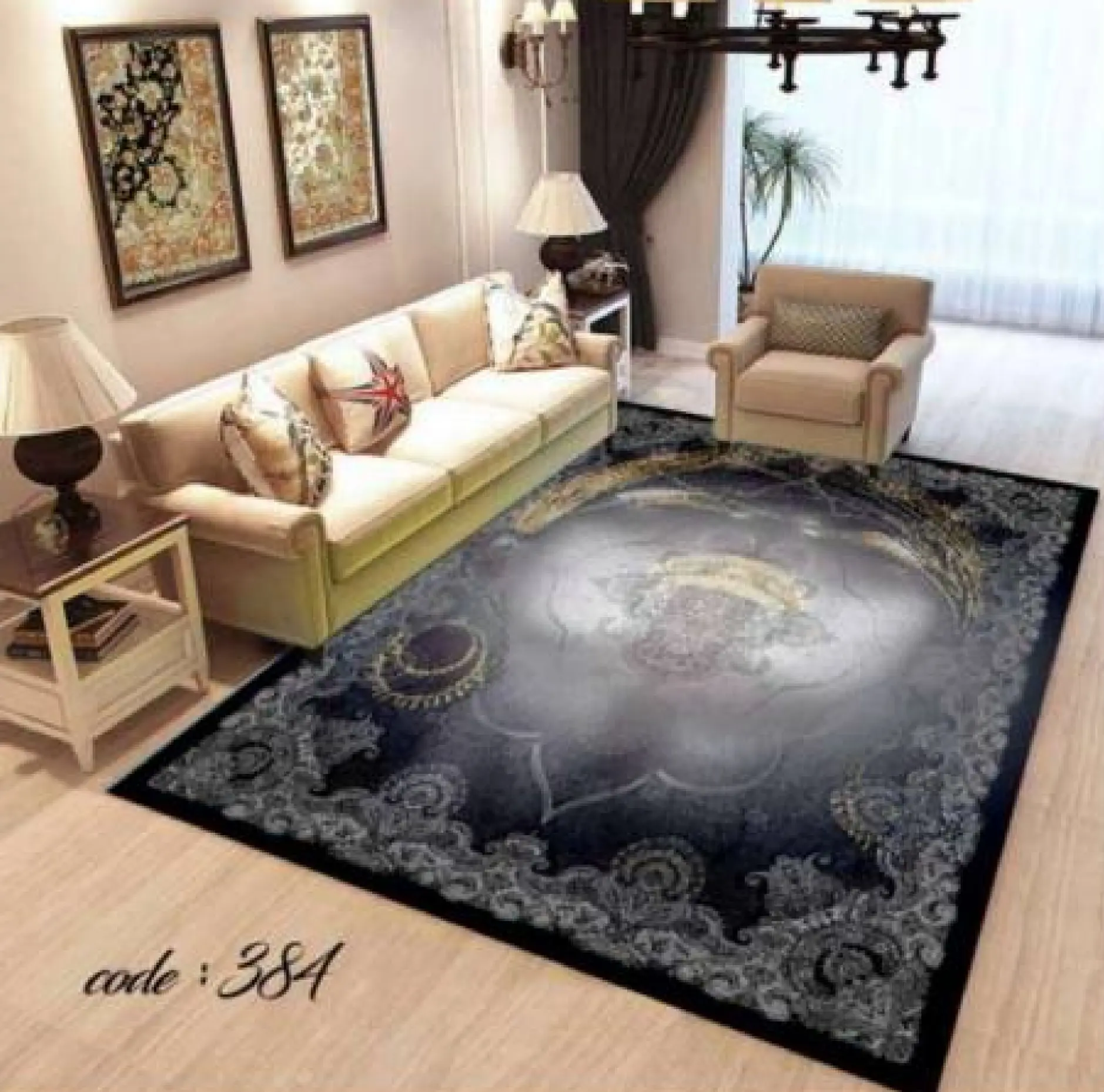 روفرشی کشدار مخمل شانل تراکم بالا (کاور فرش) کد A384 - 1
