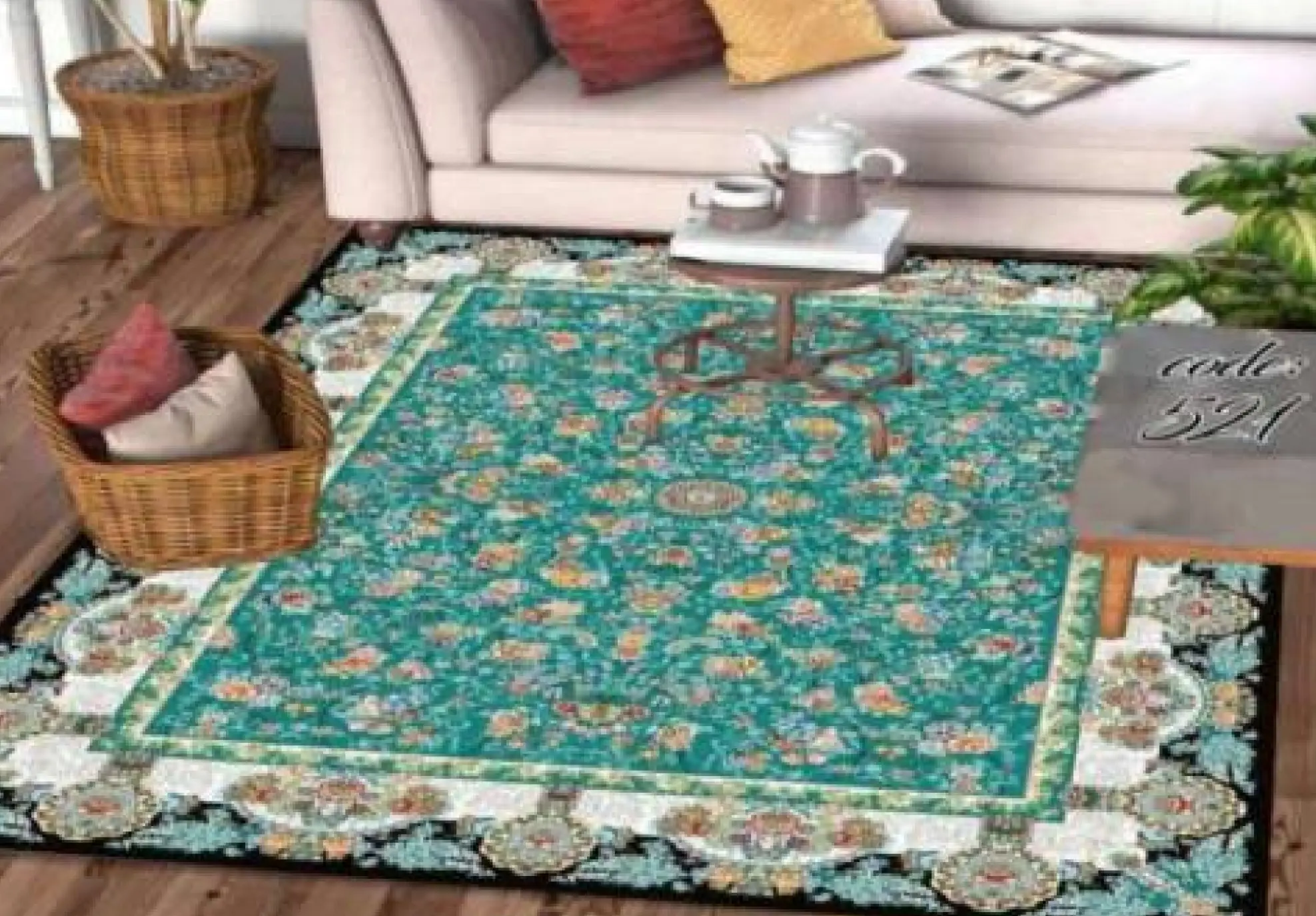 روفرشی کشدار مخمل شانل تراکم بالا (کاور فرش) کد A521 - 1