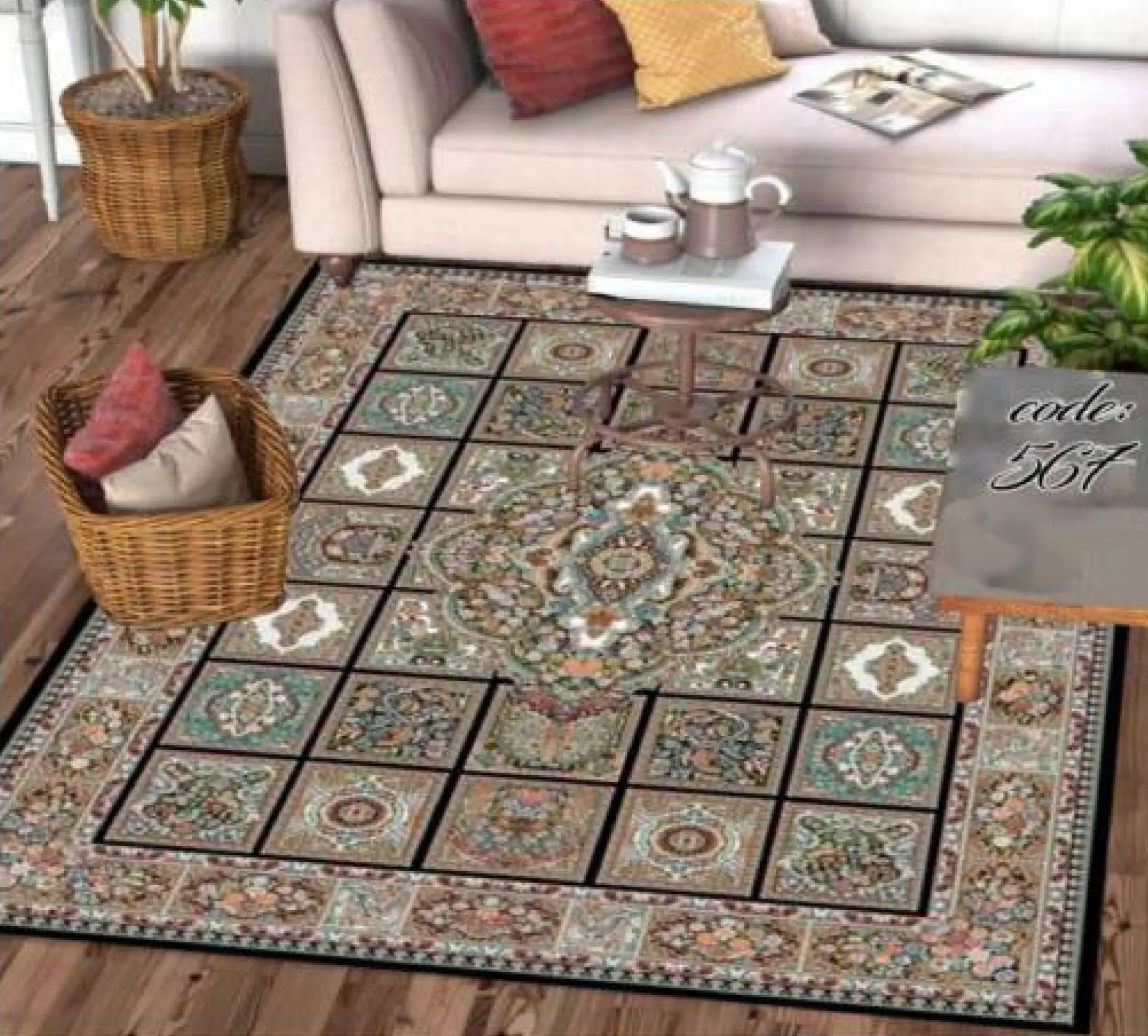 روفرشی کشدار مخمل شانل تراکم بالا (کاور فرش) کد A567 - 1
