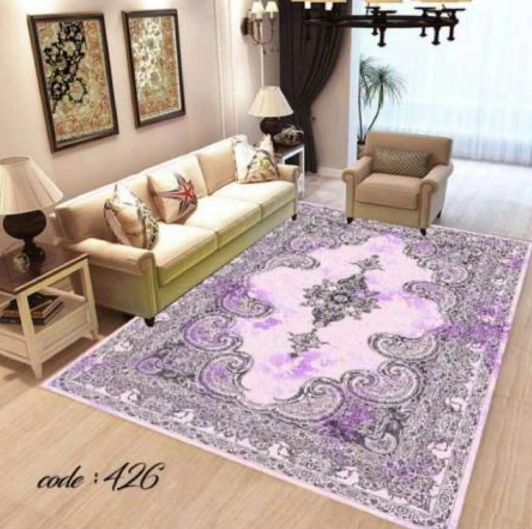 روفرشی کشدار مخمل شانل تراکم بالا (کاور فرش) کد A426 - 1