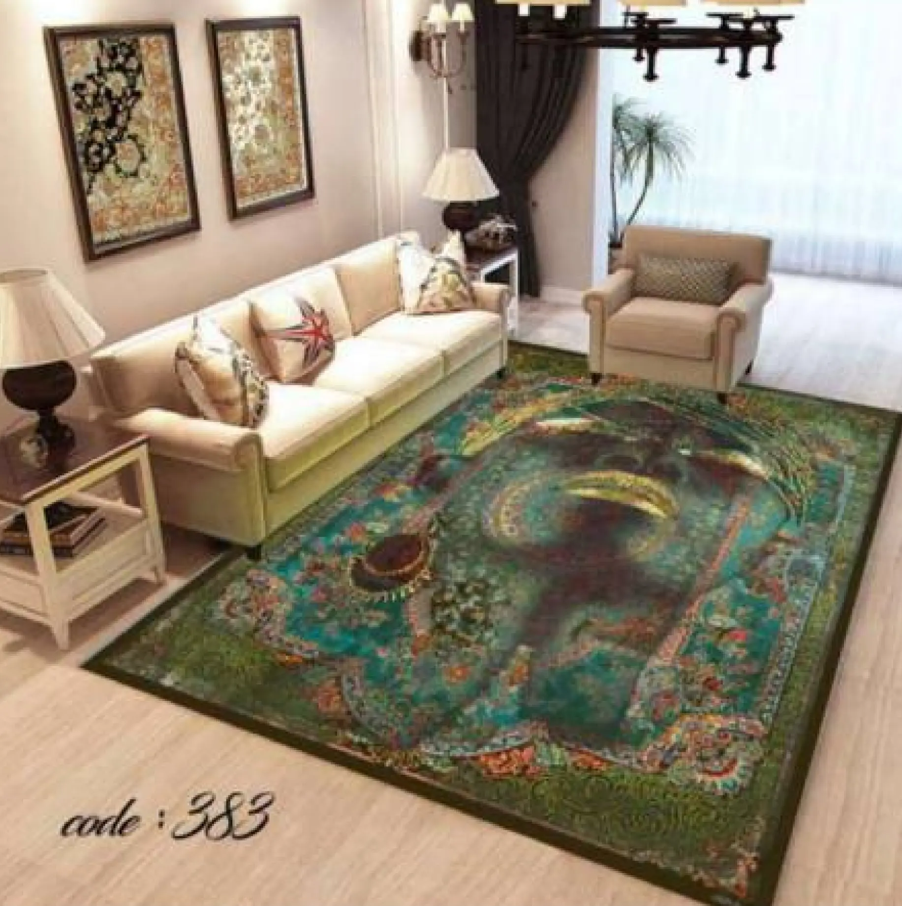 روفرشی کشدار مخمل شانل تراکم بالا (کاور فرش) کد A383 - 1