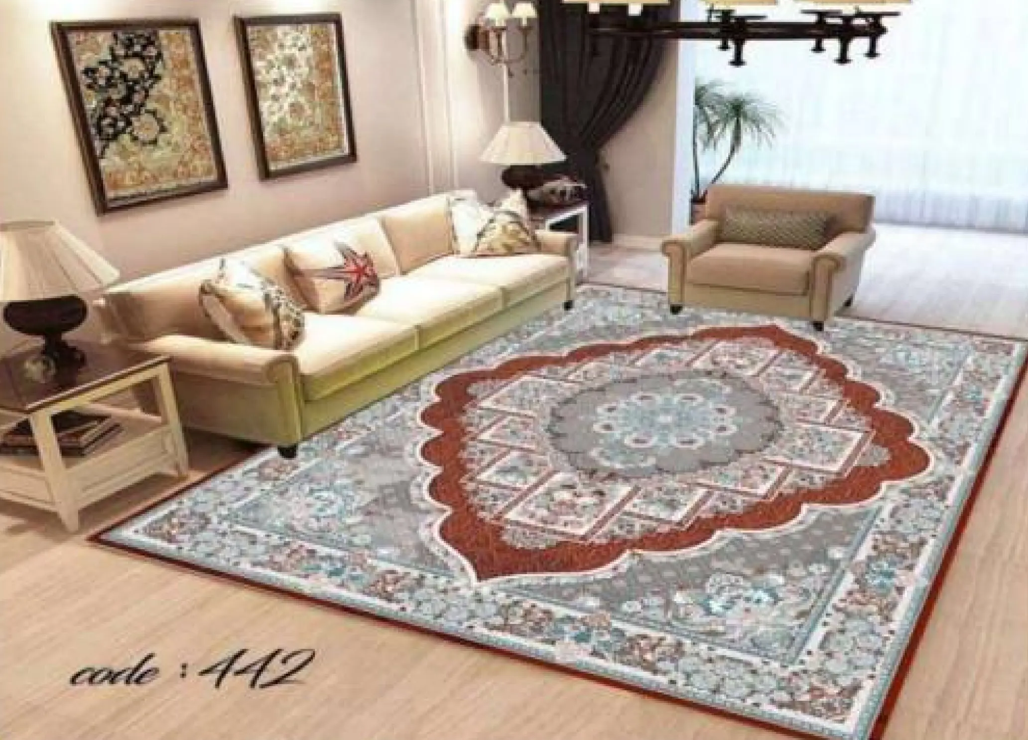 روفرشی کشدار مخمل شانل تراکم بالا (کاور فرش) کد A442 - 1