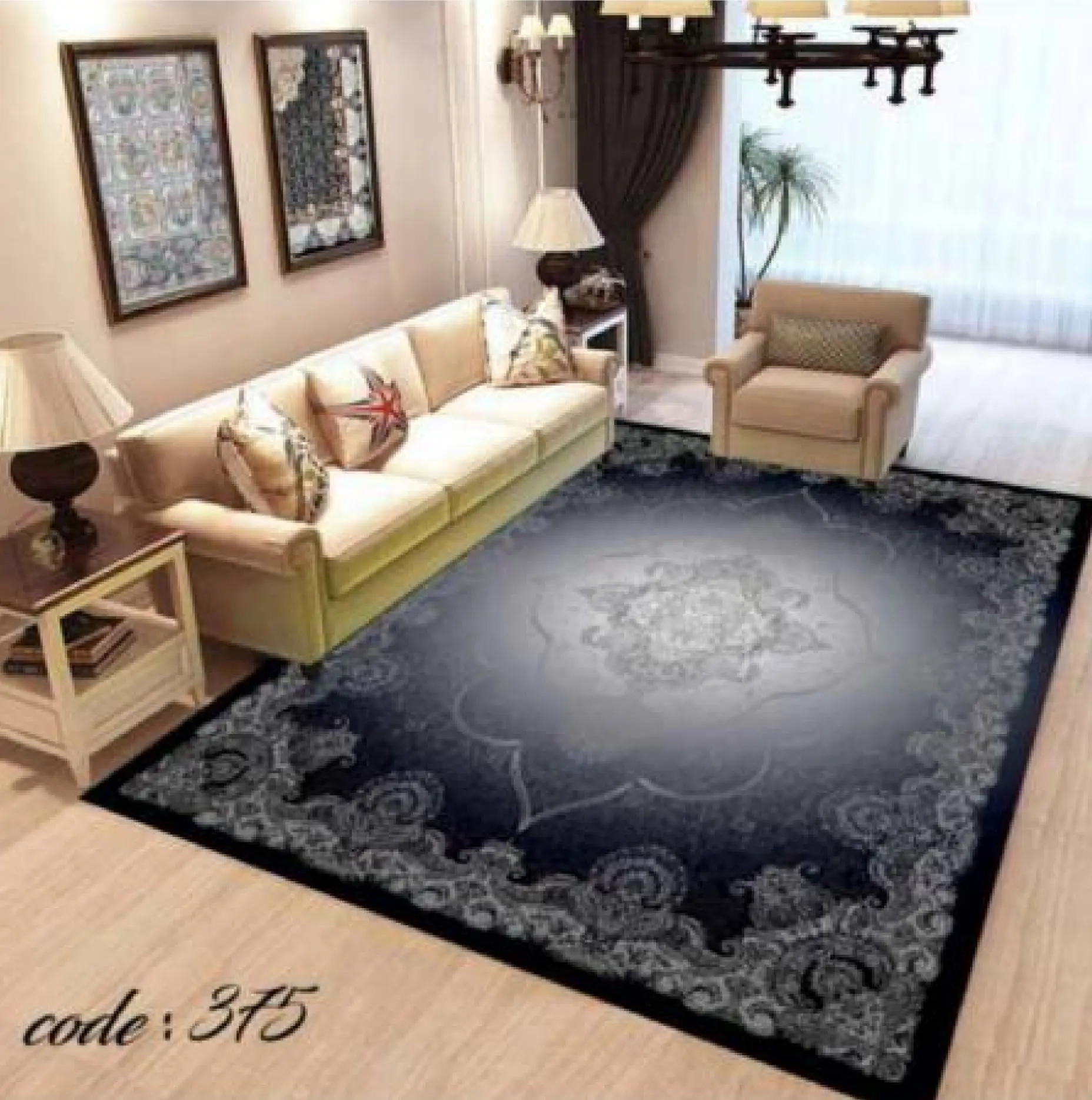 روفرشی کشدار مخمل شانل تراکم بالا (کاور فرش) کد A375 - 1