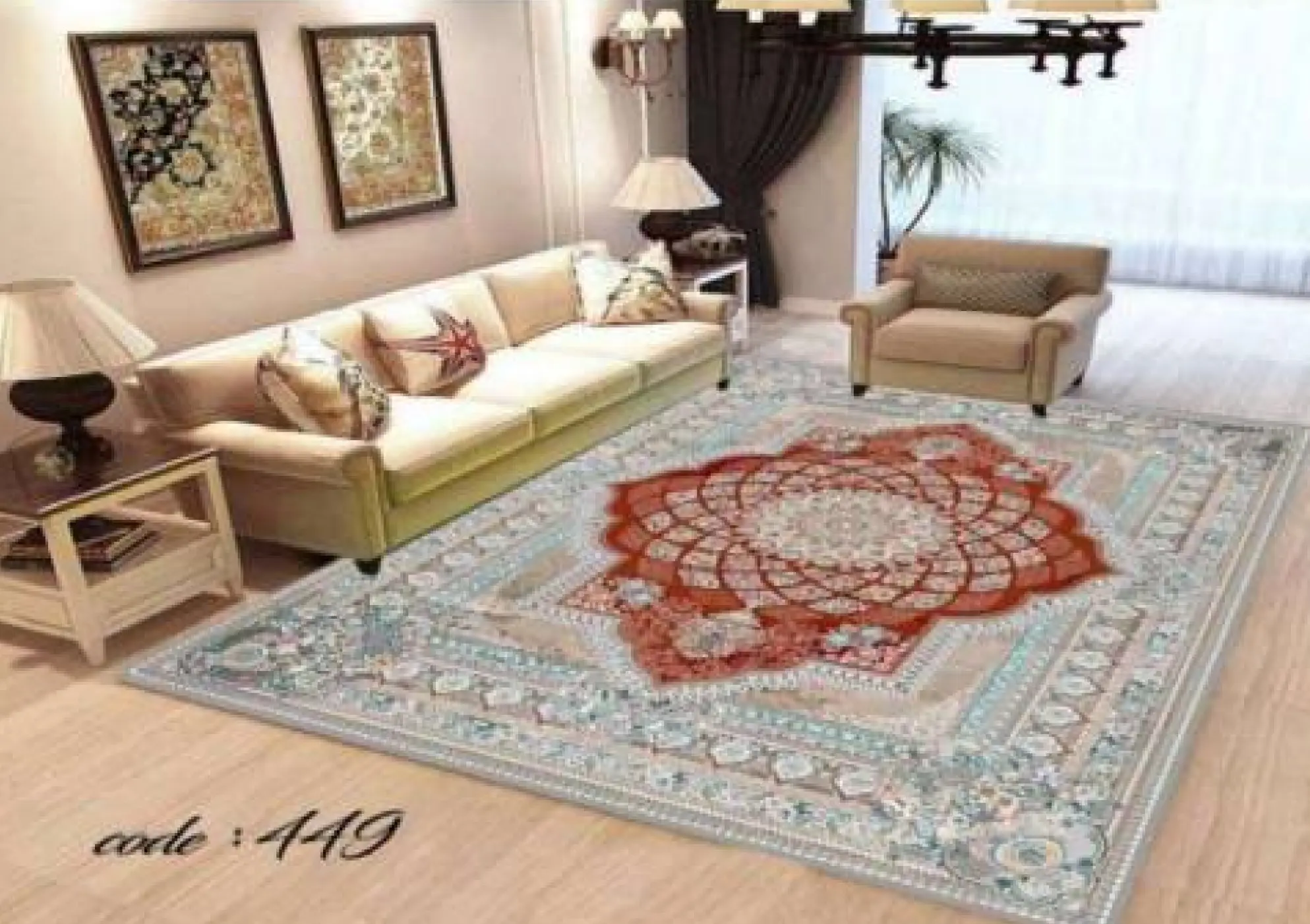 روفرشی کشدار مخمل شانل تراکم بالا (کاور فرش) کد A449 - 1
