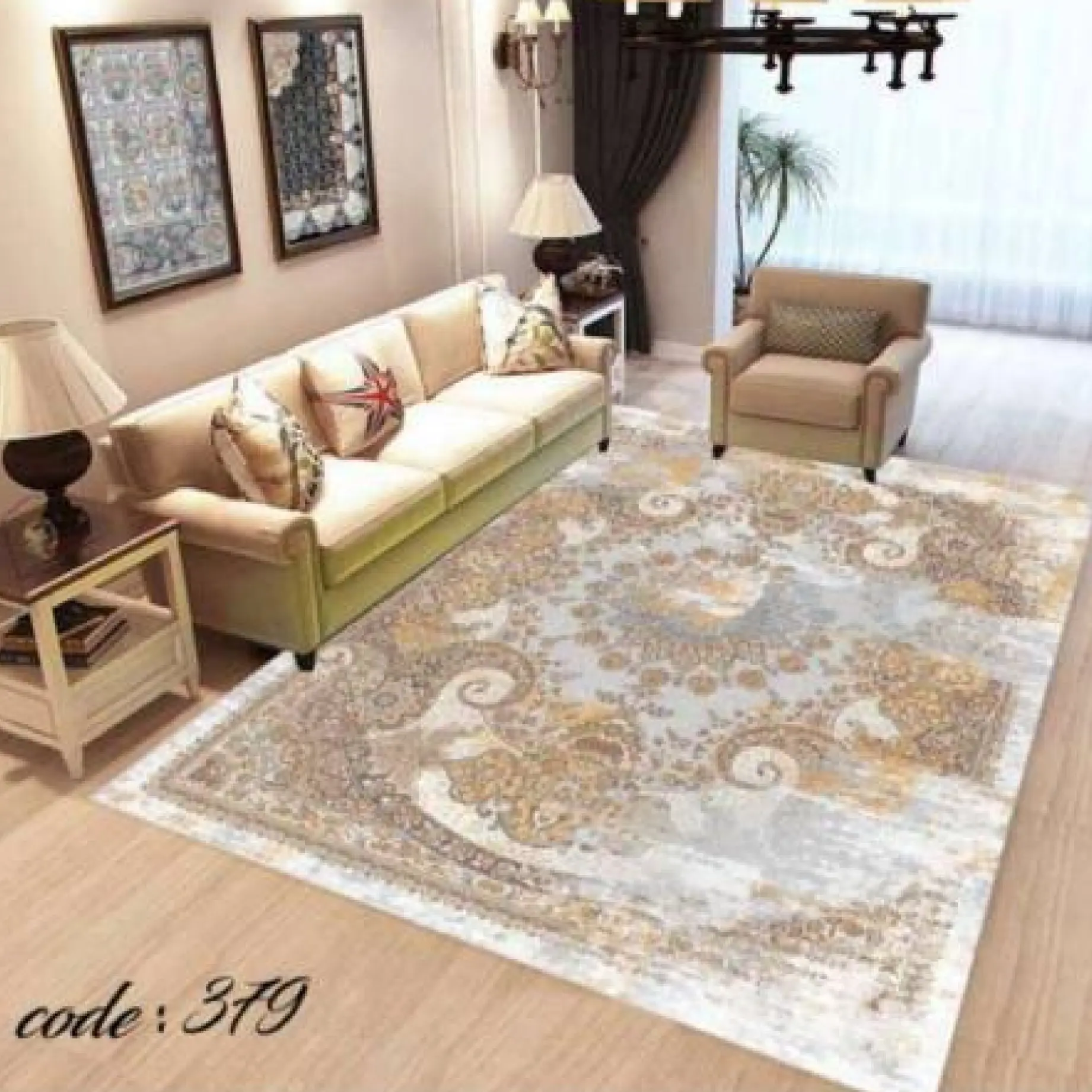 روفرشی کشدار مخمل شانل تراکم بالا (کاور فرش) کد A379 - 1