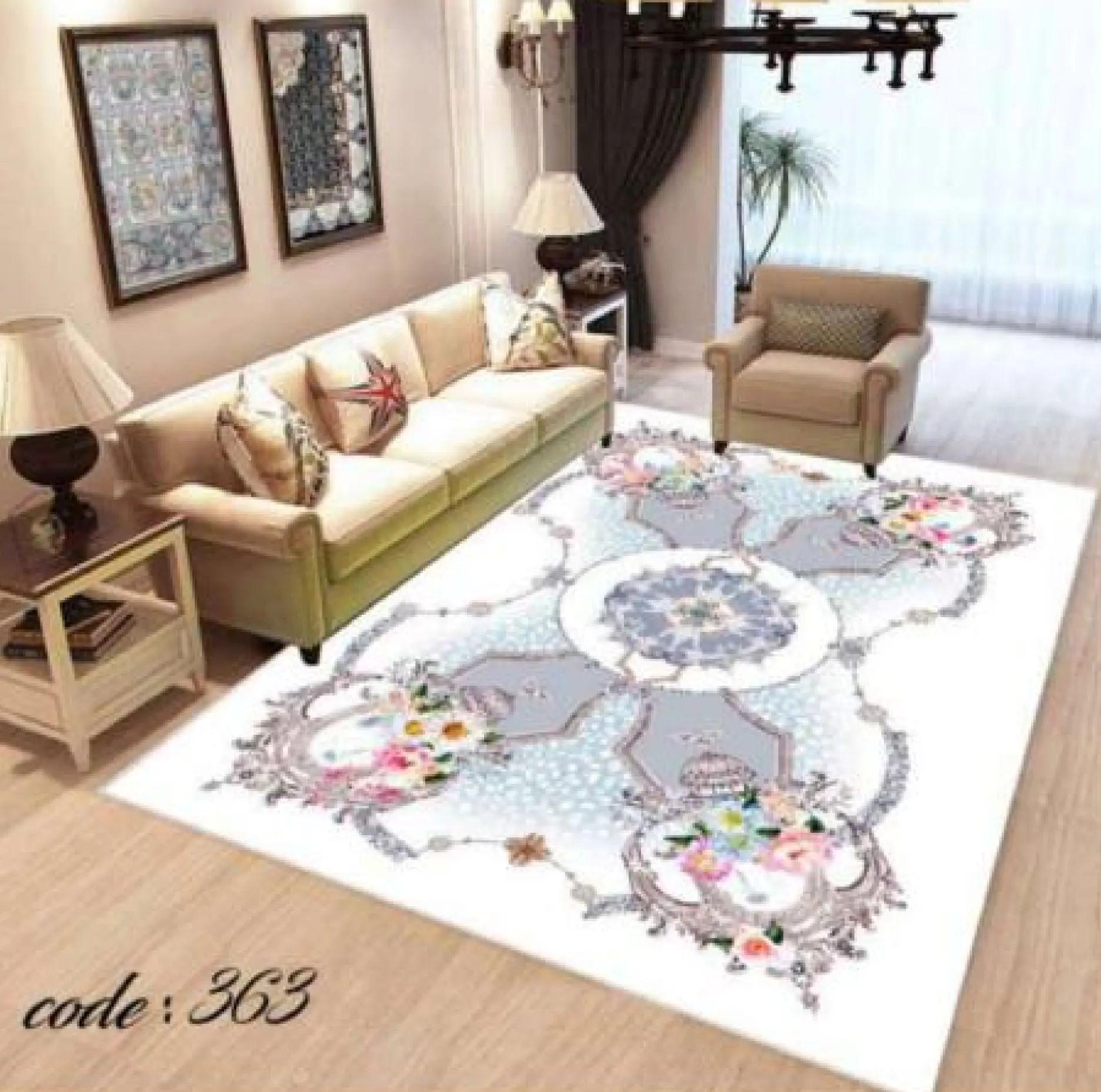 روفرشی کشدار مخمل شانل تراکم بالا (کاور فرش) کد A363 - 1
