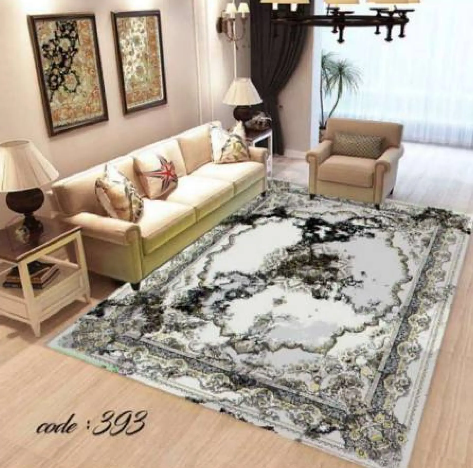روفرشی کشدار مخمل شانل تراکم بالا (کاور فرش) کد A393 - 1