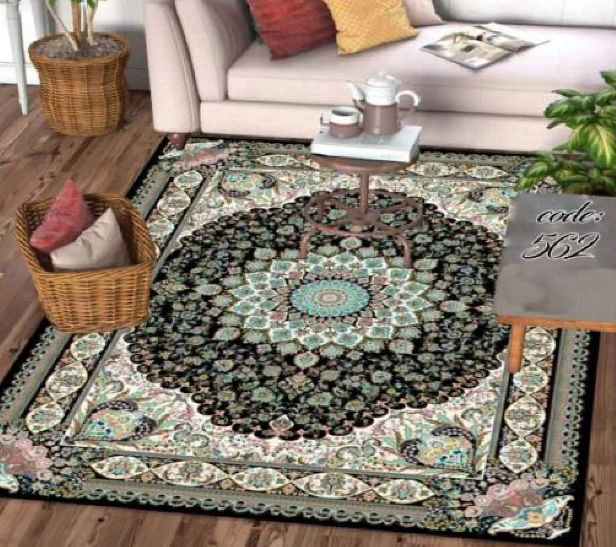 روفرشی کشدار مخمل شانل تراکم بالا (کاور فرش) کد A562 - 1
