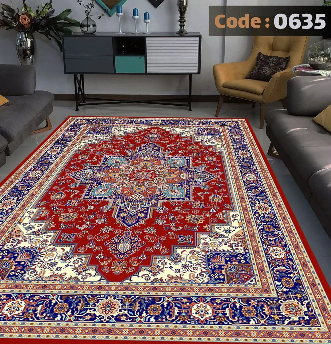 روفرشی کشدار کرم لاکی طرح سنتی B0635 - 1