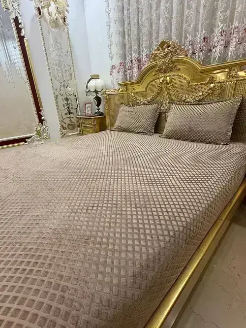 کاور تشک مخمل حبابی کشدار طرح لوزی رنگ شکلاتی در تمامی ابعاد - 1