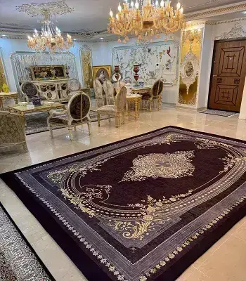 روفرشی کشدار رنگ بادمجونی طرح کلاسیک B2102 - 1