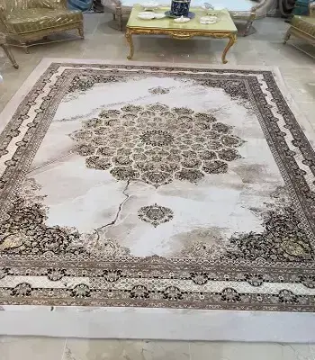 روفرشی کشدار 9 متری ترکیب رنگ کرم نسکافه ای B1983 - ارسال فوری - 1