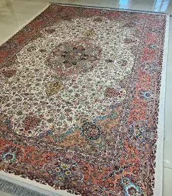 فرشینه ترمزدار رنگ کرم طرح سالاری کد C759 - 1