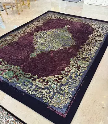 روفرشی کشدار بادمجونی سبز طرح کلاسیک B2243 - 1