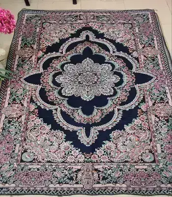روفرشی مخمل زرکدار 200×150 – سرمه ای، مناسب منزل و زیر سفره - SZ002 - ارسال فوری - 1