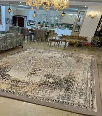 روفرشی کشدار نسکافه‌ای طرح ترنج‌دار کلاسیک کد B0788 - 1