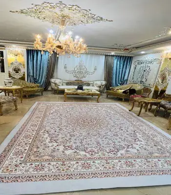 روفرشی کشدار طرح ریزنقش کد B1679 - رنگ زمینه نقره - آبی - 1