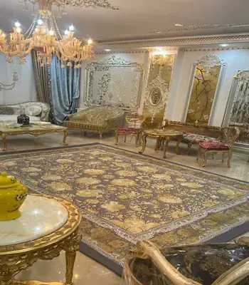 روفرشی کشدار کد B1550 - رنگ زمینه طوسی طلایی - 1