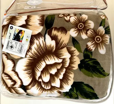 پتو گلبافت سایز 220×240 طرح گل کلاسیک زمینه طوسی - ارسال فوری-1