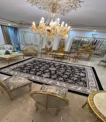 روفرشی کشدار طرح افشان B1699 - رنگ زمینه سرمه ای - 1