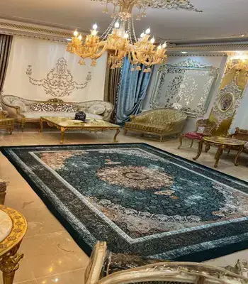 روفرشی کشدار کد B1833 - رنگ زمینه سبزآبی - 1