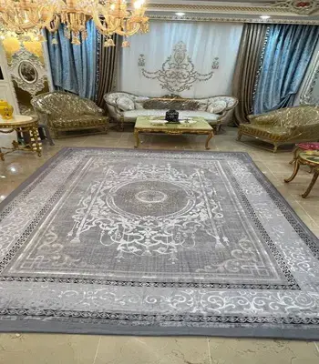 روفرشی کشدار طرح متیف مدرن کد B1836 - رنگ زمینه طوسی - 1