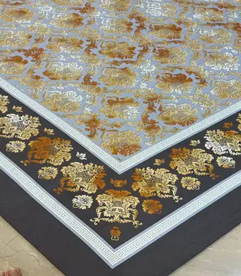 روفرشی کشدار طرح گل داماس کد B1548 - رنگ زمینه طوسی - 1