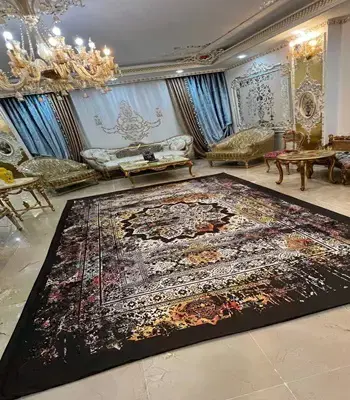 روفرشی کشدار طرح وینتیج کد B1846 - رنگ زمینه قهوه ای - 1