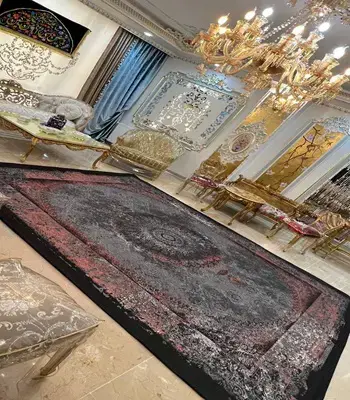 روفرشی کشدار طرح گل داماس کد B1831 - رنگ زمینه طوسی - 1