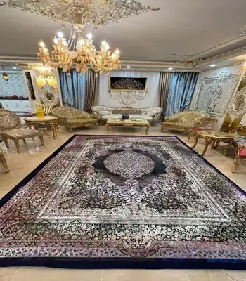 روفرشی کشدار کد B1815 - رنگ زمینه بنفش و سرمه‌ای - 1