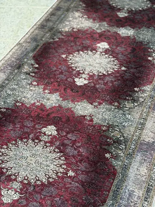فرشینه ترمزدار طرح فرش ترکیب رنگ لاکی و قهوه ای کد B1936 - 1