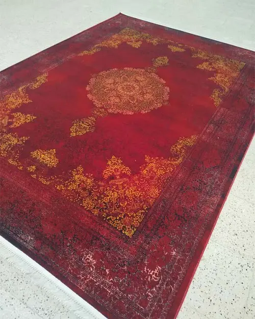 فرش قرمز لاکی 1000 شانه طرح آریسان - ارسال رایگان - 1