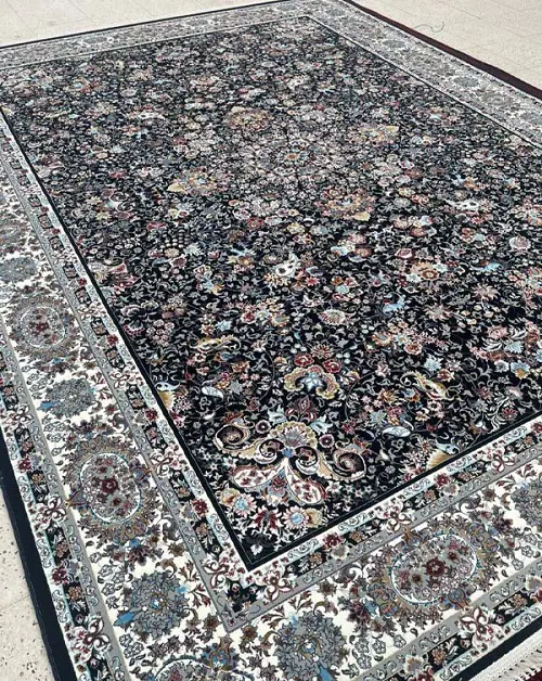 فرش 1000 شانه طرح سلطنتی سرمه‌ای - ارسال رایگان - 1