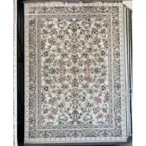 فرش 1200 شانه طلاکوب نقره‌ای طرح بهشت - ارسال رایگان - 1